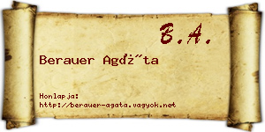 Berauer Agáta névjegykártya